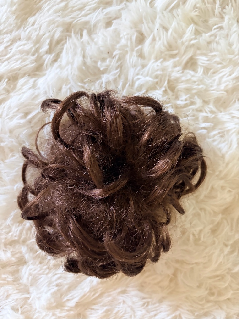 Brown Curly Hair Scrunchie Bun Clip
